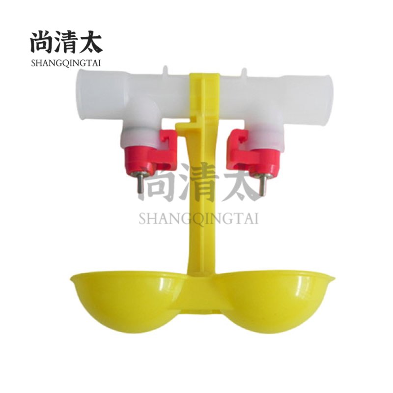Double Water Nipple Drinker With Round Bottom Hanging Cup For Chicken